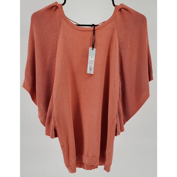 Prologue Women's Crewneck Flutter Short Sleeve Pullover Sweater, Coral Orange, M - Picture 3 of 8